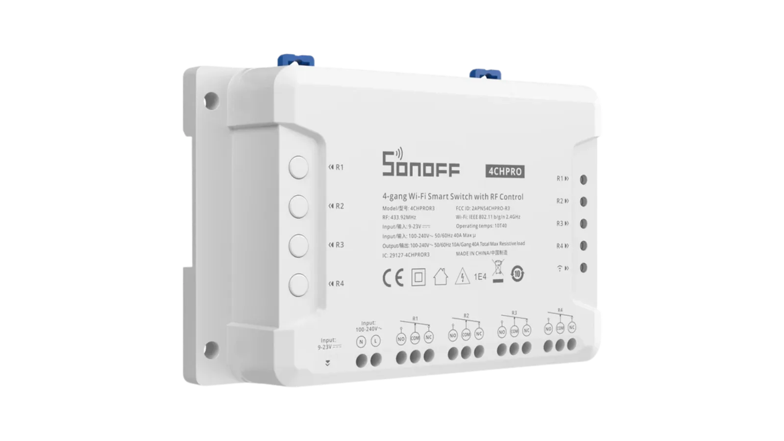 4CHPROR3 Interruptor Inteligente Wi-Fi 4 canais com Controle RF da Sonoff