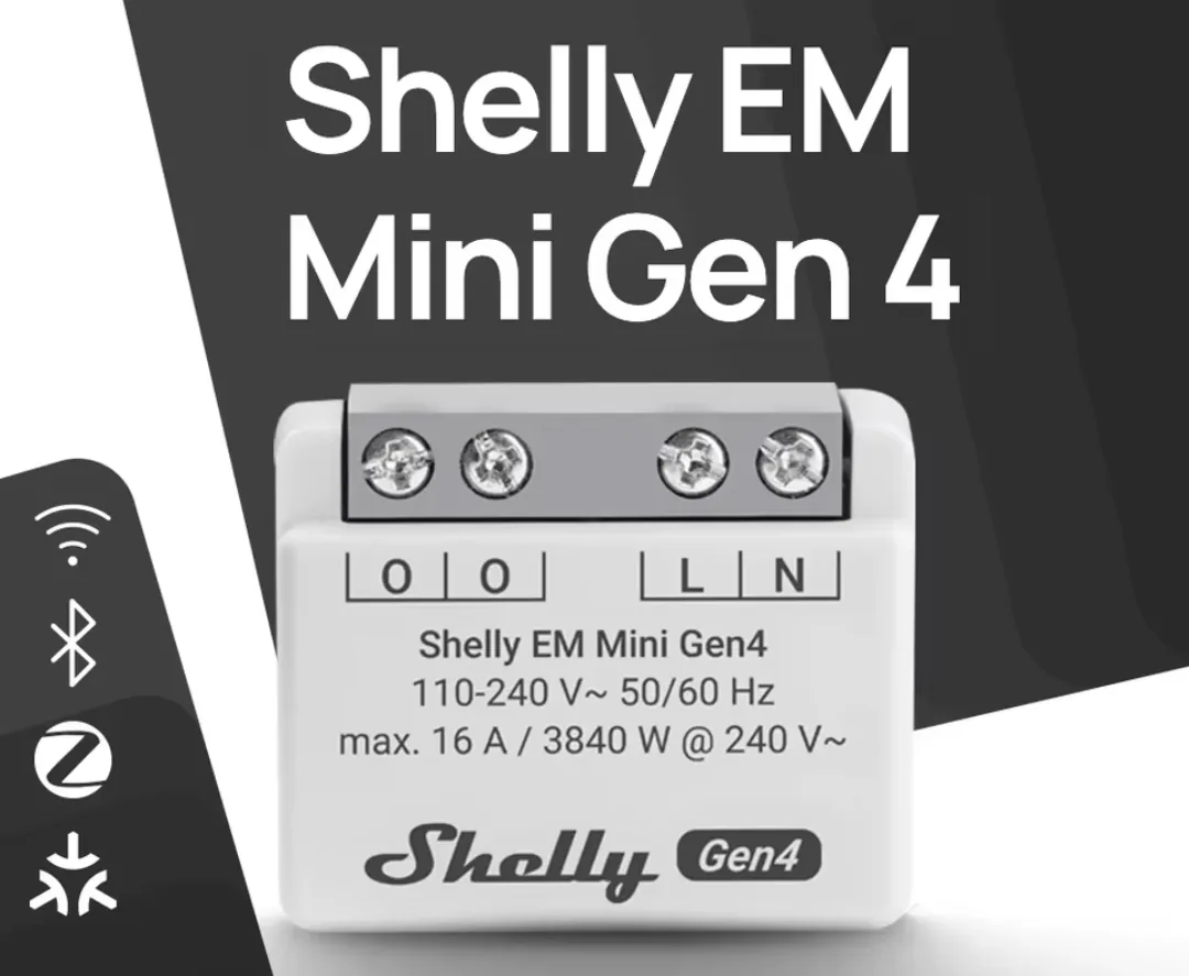Shelly EM Mini Gen 4 Matter Over Wi-fi | Monitoramento de Energia para tomadas de até 16 A