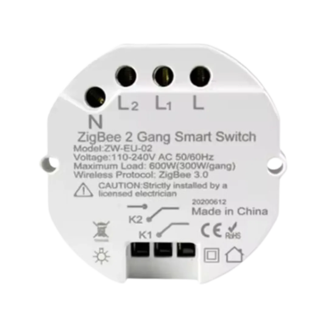 Relé de 2 canais ZW-EU-02 Zigbee da Zemismart