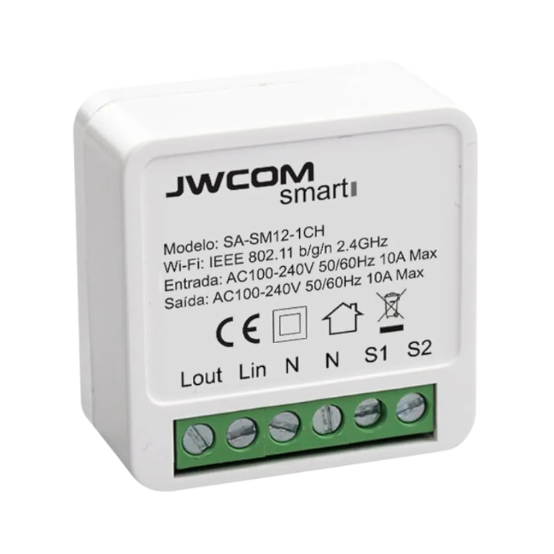 Relé de 10A SA-SM12-1CH Wifi da JWCOM Smart